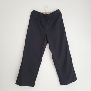 NWT Linen & Cotton Slim Wide-leg Drawstring Pants, 6 Petite, Black